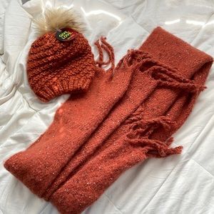 American eagle scarf & hat orange set